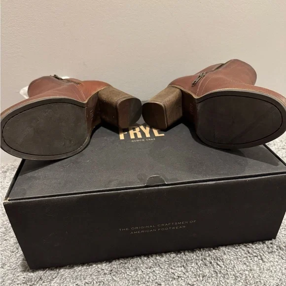 Frye Brown Addie Double Zip Boots - Picture 2 of 4